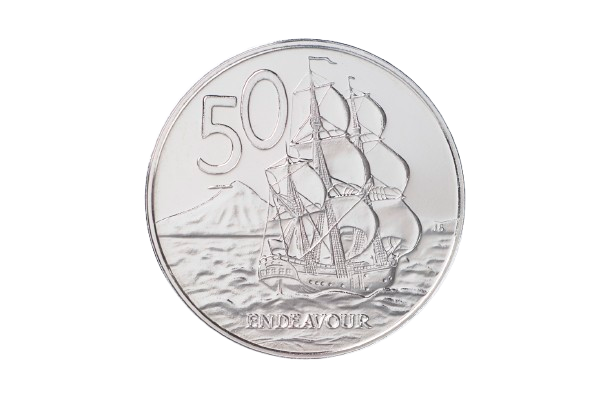 Back of New Zealand 50 cent coin